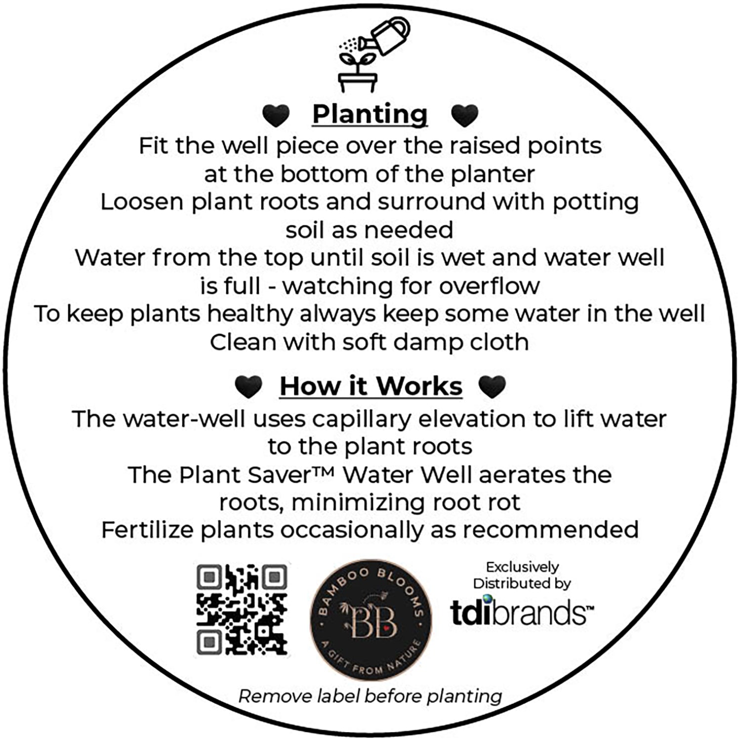 Self-Watering Bamboo Pot - 10" Cream Round