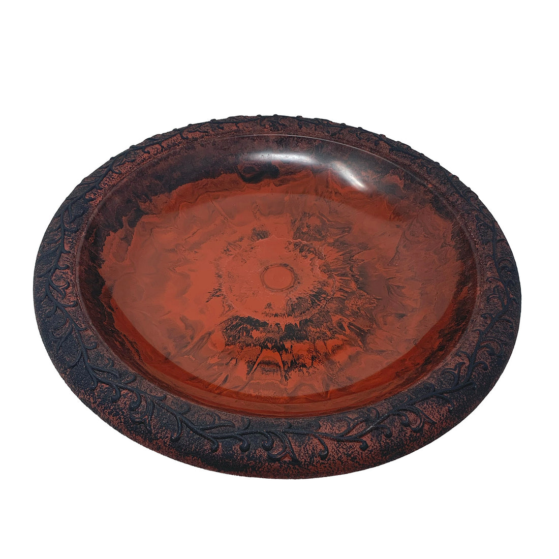 Red/Charcoal Fiber Clay Birdbath Bowl - 19" dia