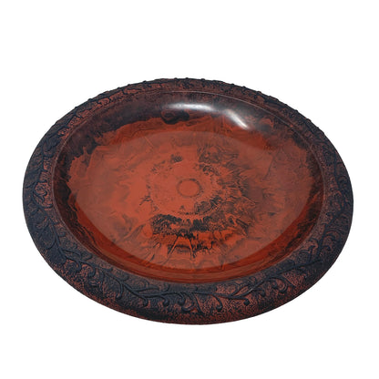 Red/Charcoal Fiber Clay Birdbath Bowl - 19" dia
