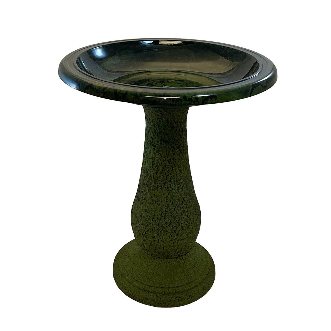 Hunter Green Fiber Clay Birdbath - 24"
