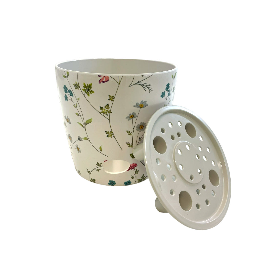 5" Round Self-Watering Bamboo Pot - Wildflower