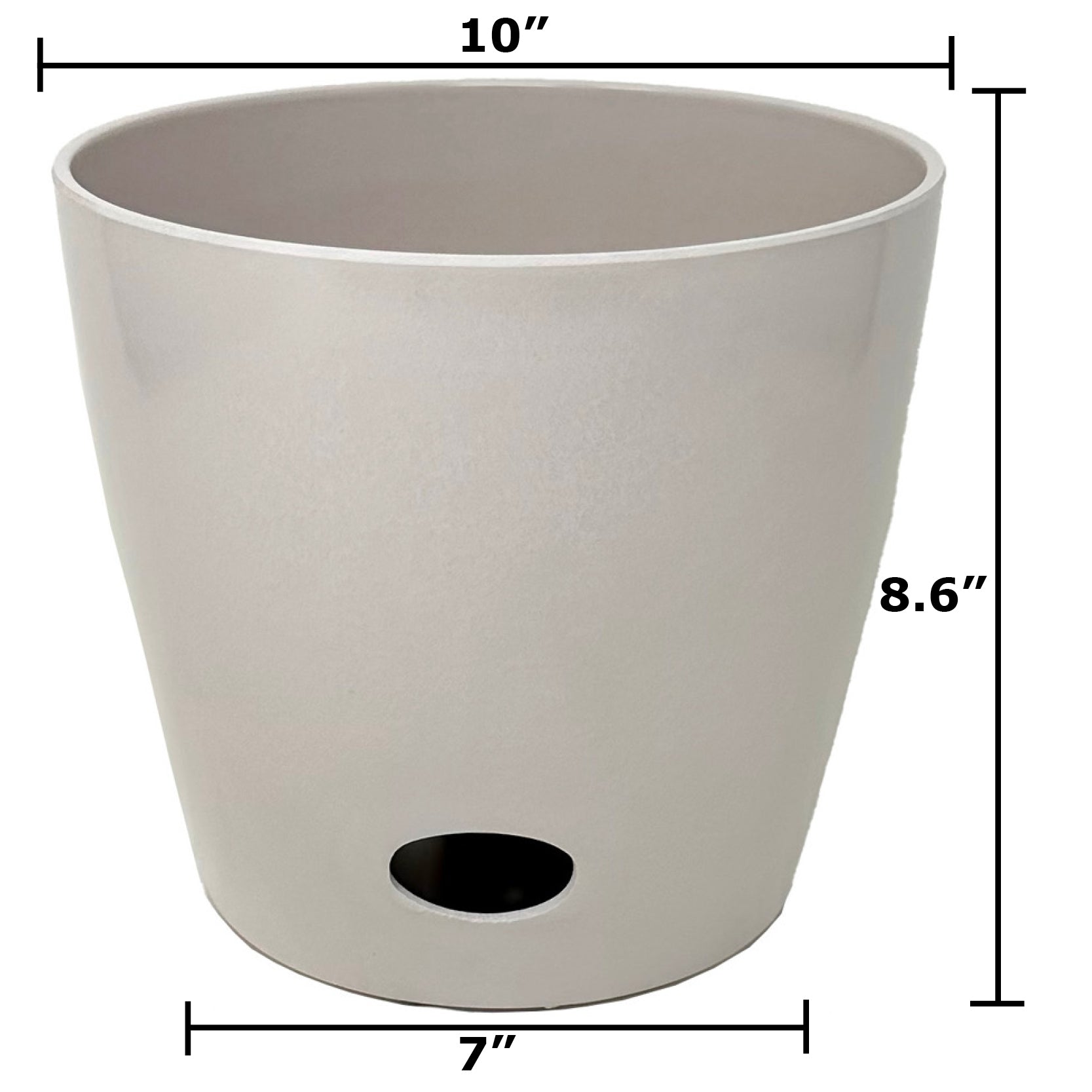 Self-Watering Bamboo Pot - 10" Cream Round