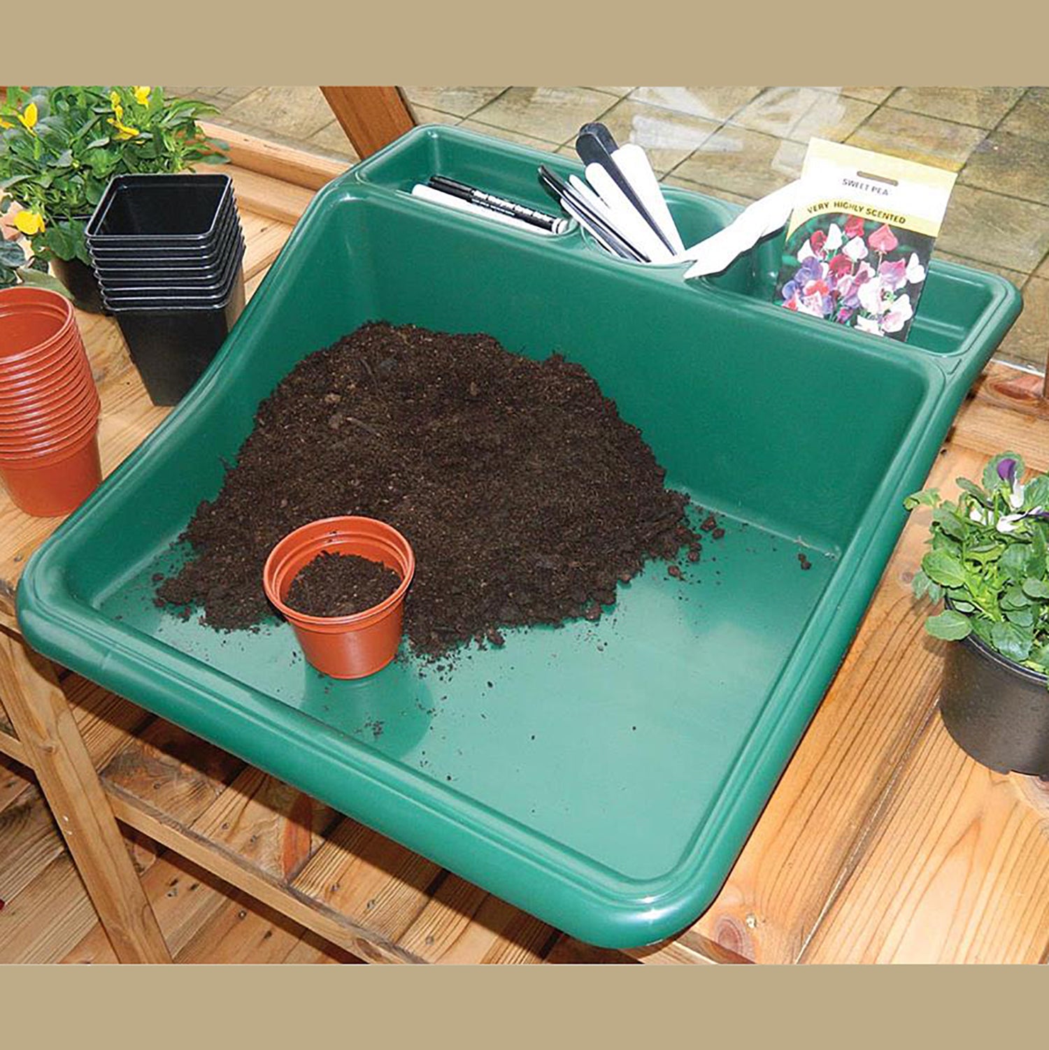Tidy Tray - Compact Green with Shelf