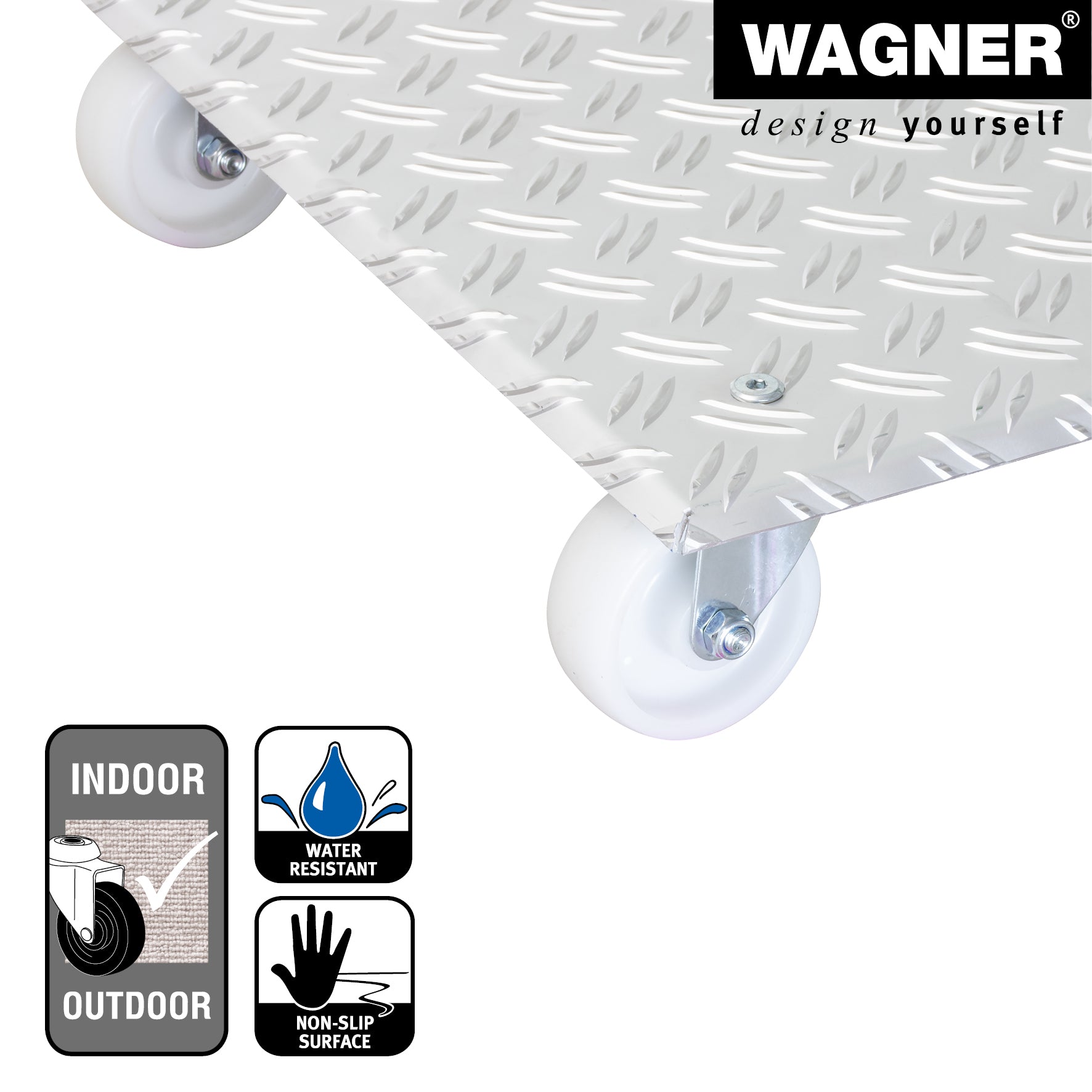 Aluminum Plant Caddy  - 18.5" Silver Square Diamond Plated