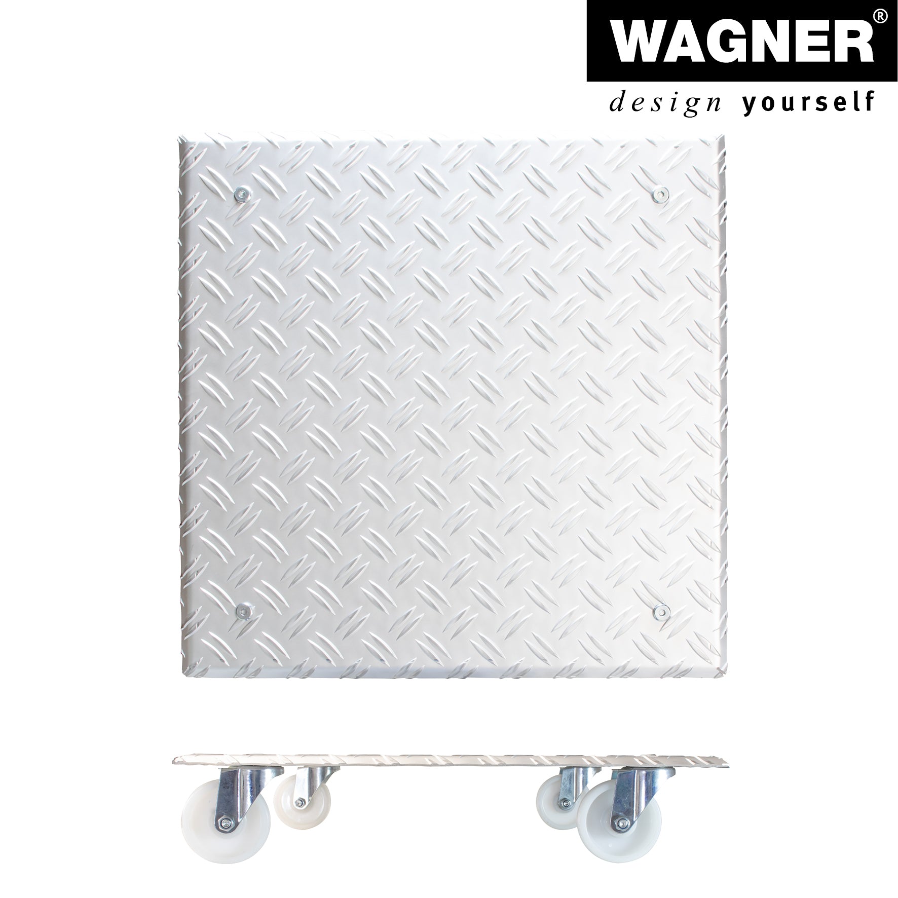 Aluminum Plant Caddy  - 18.5" Silver Square Diamond Plated