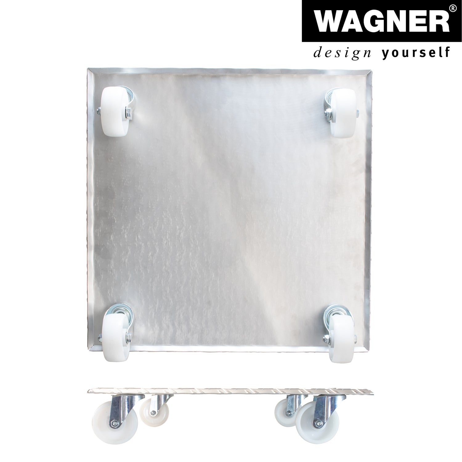 Aluminum Plant Caddy  - 18.5" Silver Square Diamond Plated