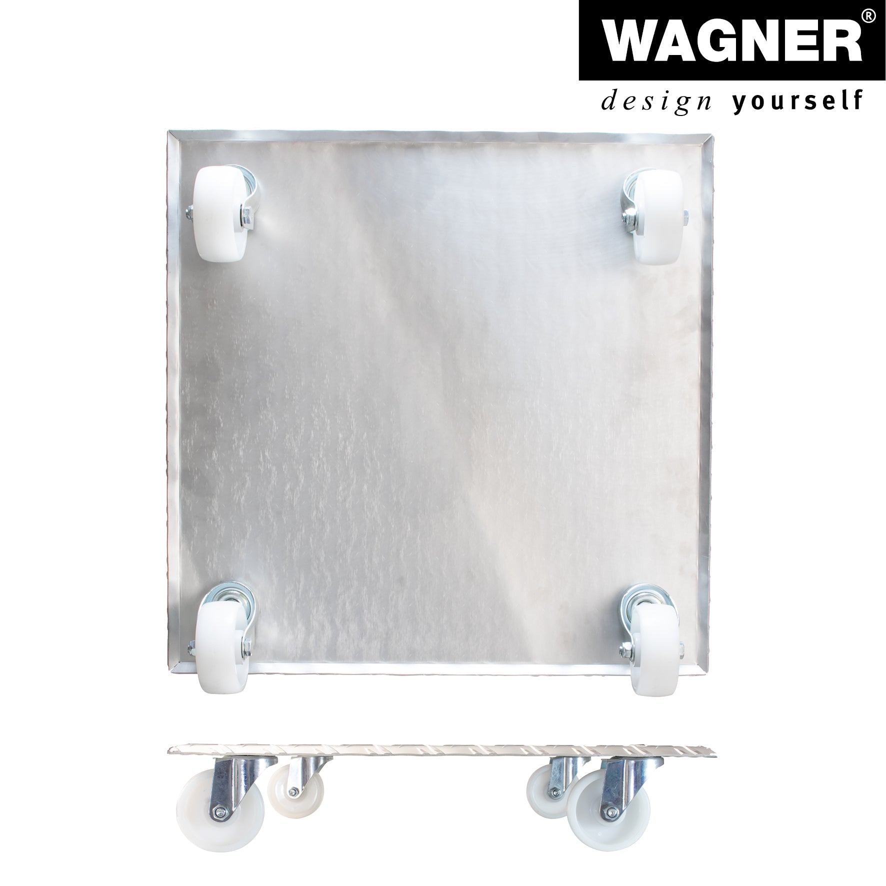 Aluminum Plant Caddy  - 18.5" Silver Square Diamond Plated