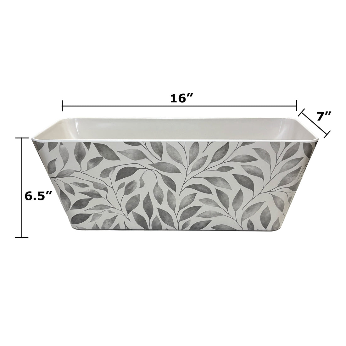 16" Rectangular Self-Watering Bamboo Planter - Gray Leaves