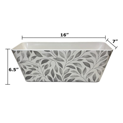 16" Rectangular Self-Watering Bamboo Planter - Gray Leaves