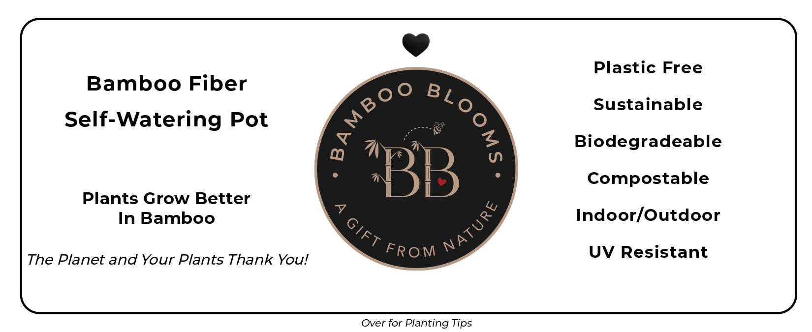 16" Rectangular Self-Watering Bamboo Planter - Gray Leaves