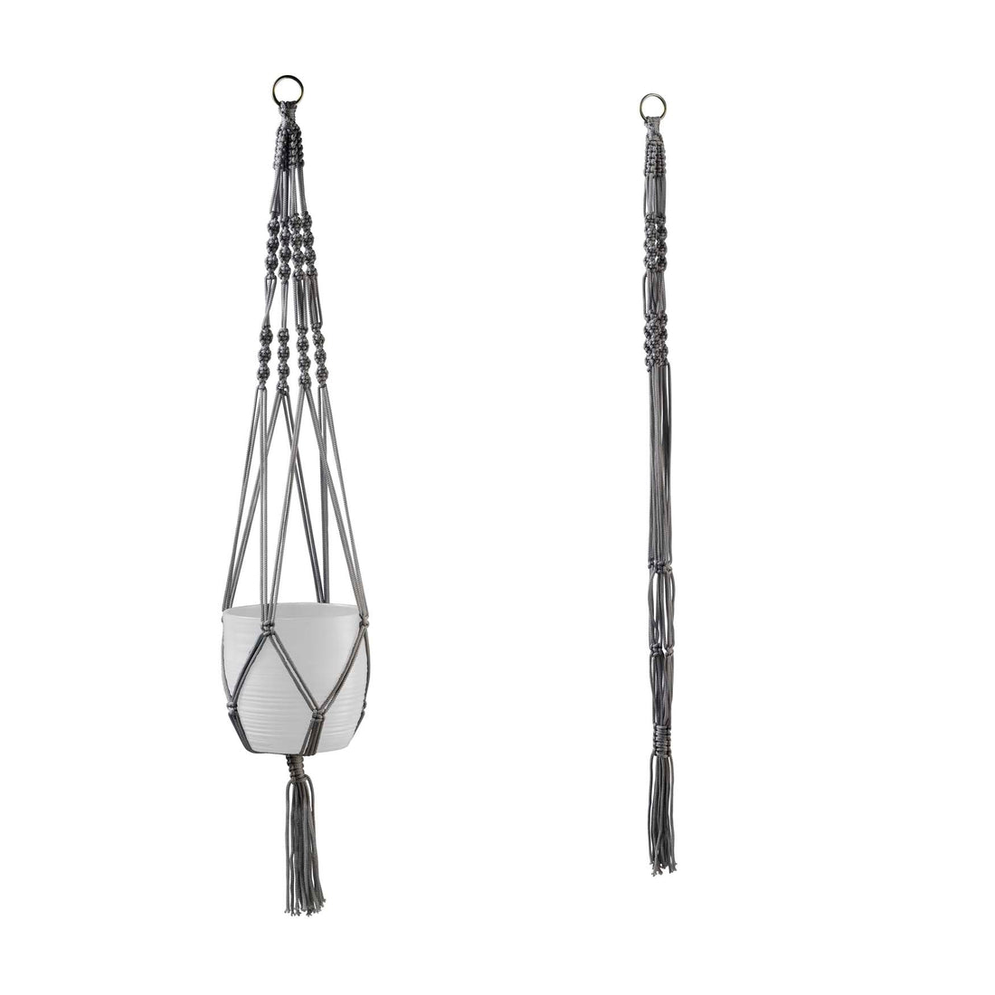 Macrame Hanger - 35" Shiny Gray