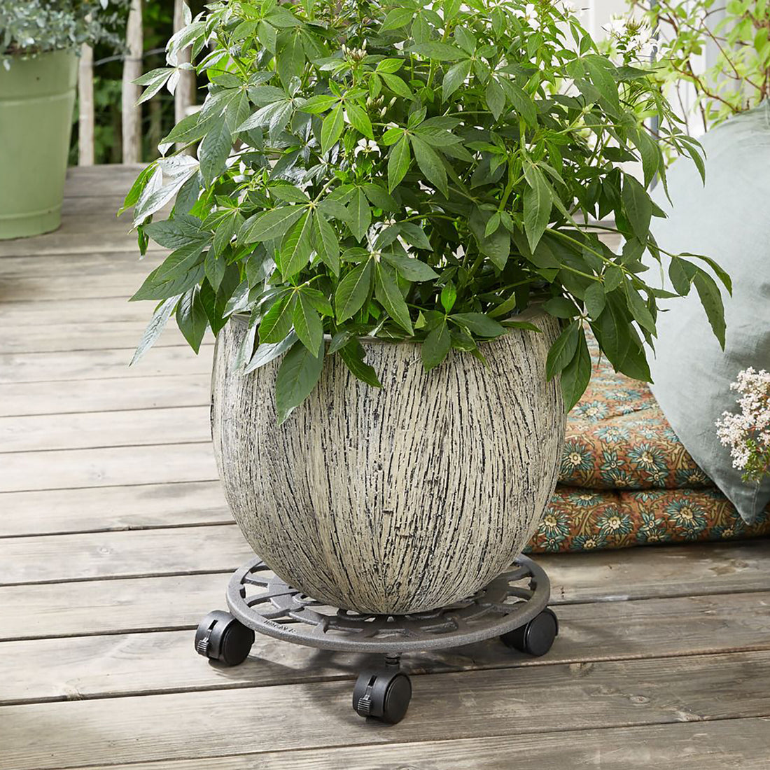 Cast Iron Plant Caddy - 11.4" Slate Gray Round