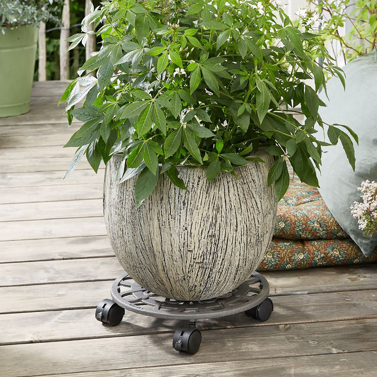 Cast Iron Plant Caddy - 11.4" Slate Gray Round