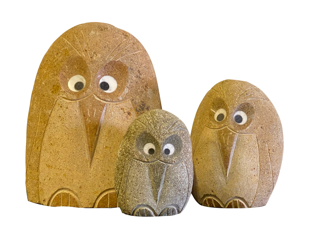 Family of Boulder Angry Birds - 3 Pcs 6"H, 8"H, 12"H