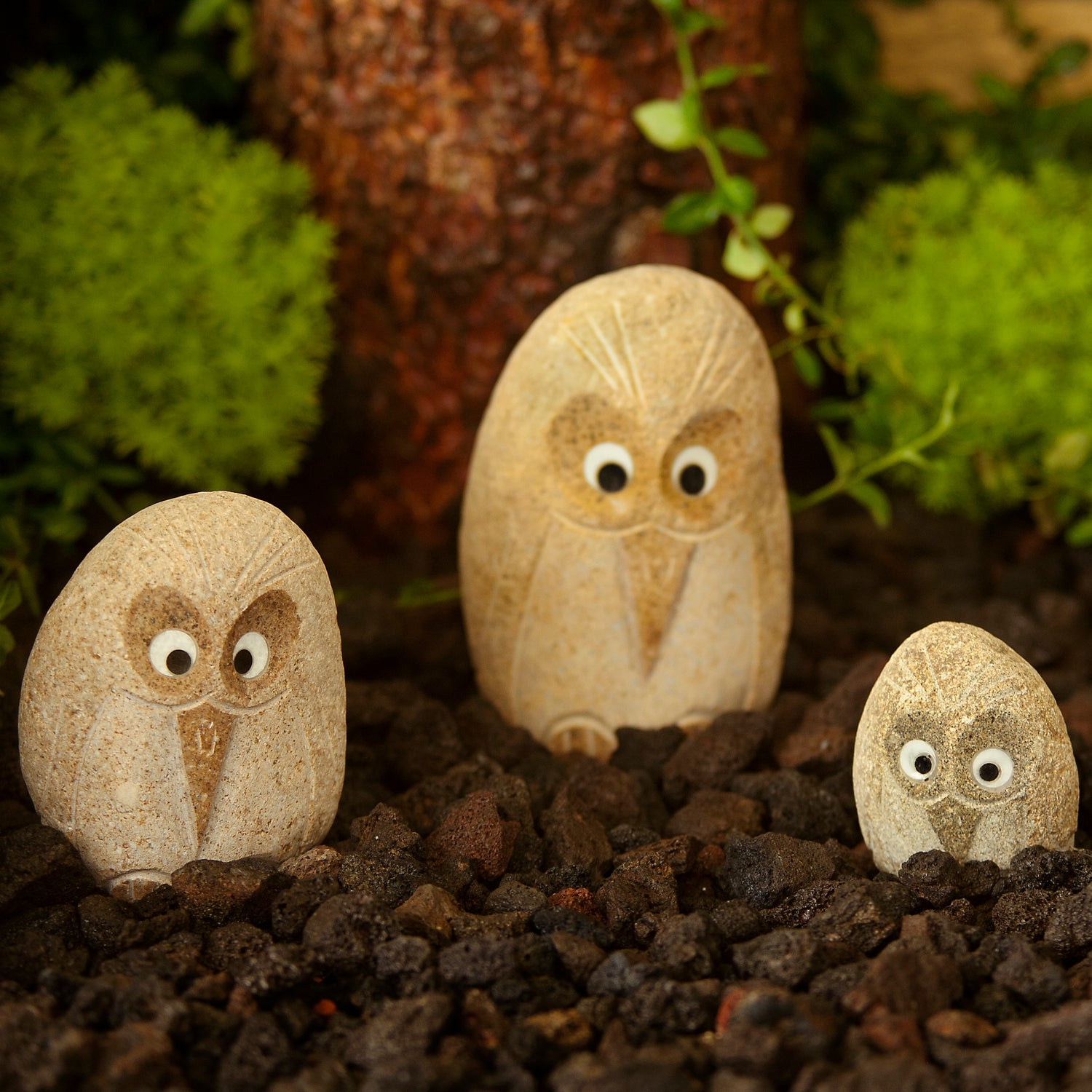 Family of Boulder Angry Birds - 3 Pcs 4"H, 6"H, 8"H,