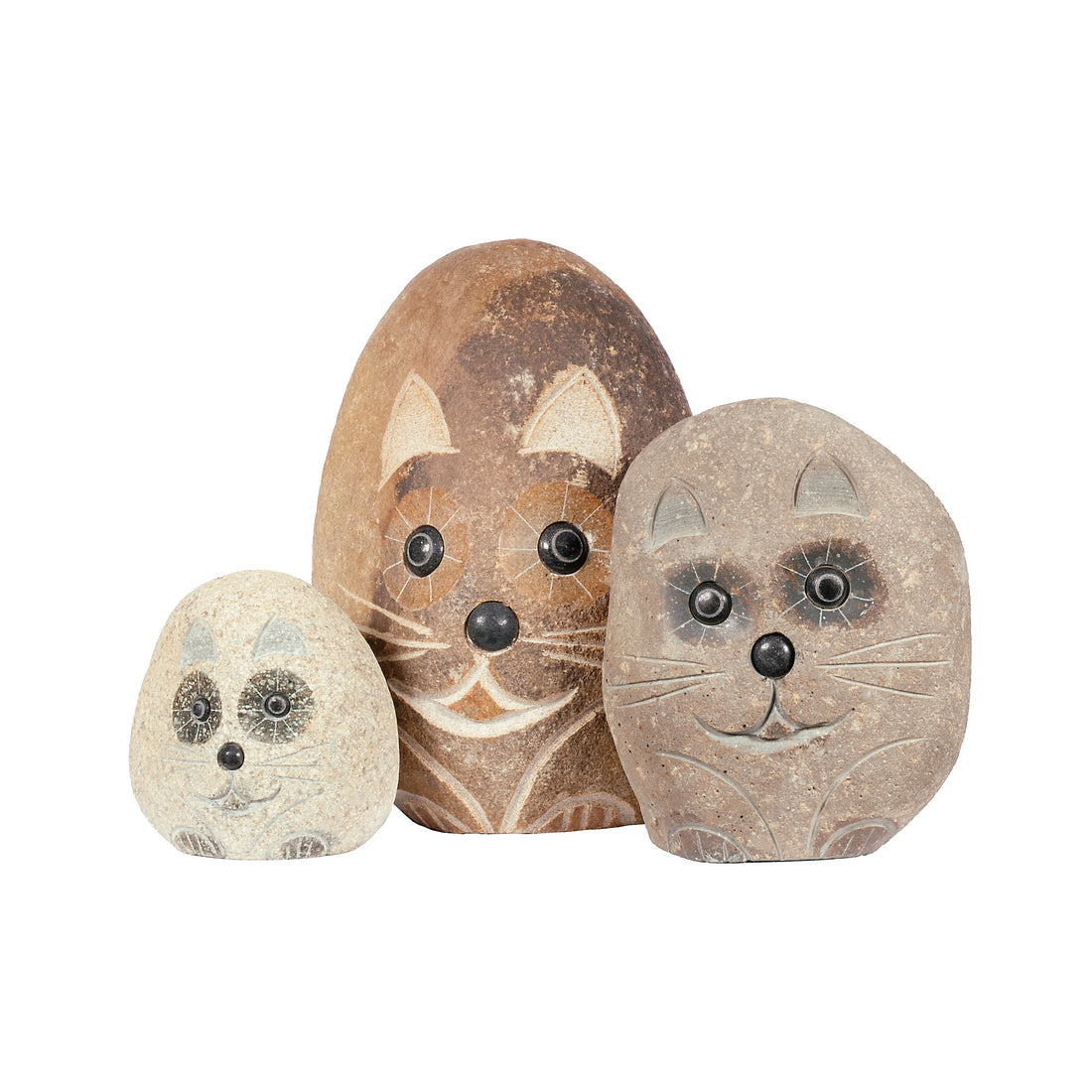 Family of Boulder Cats - 3 Pcs 4"H, 6"H, 8"H