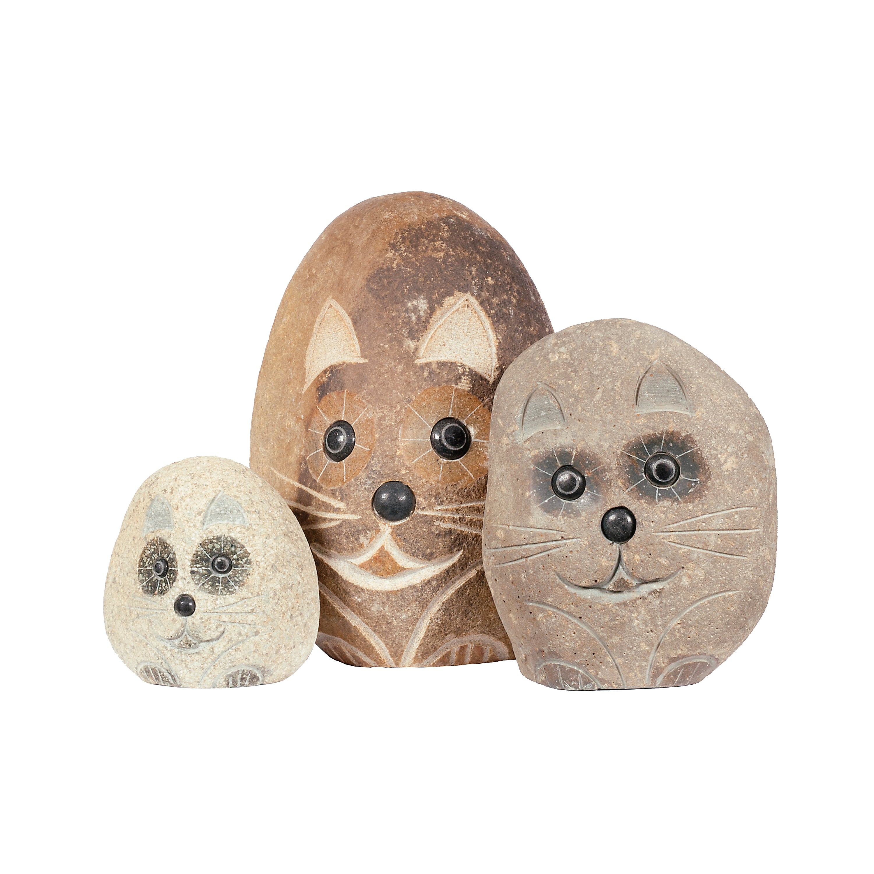 Family of Boulder Cats - 3 Pcs 4"H, 6"H, 8"H
