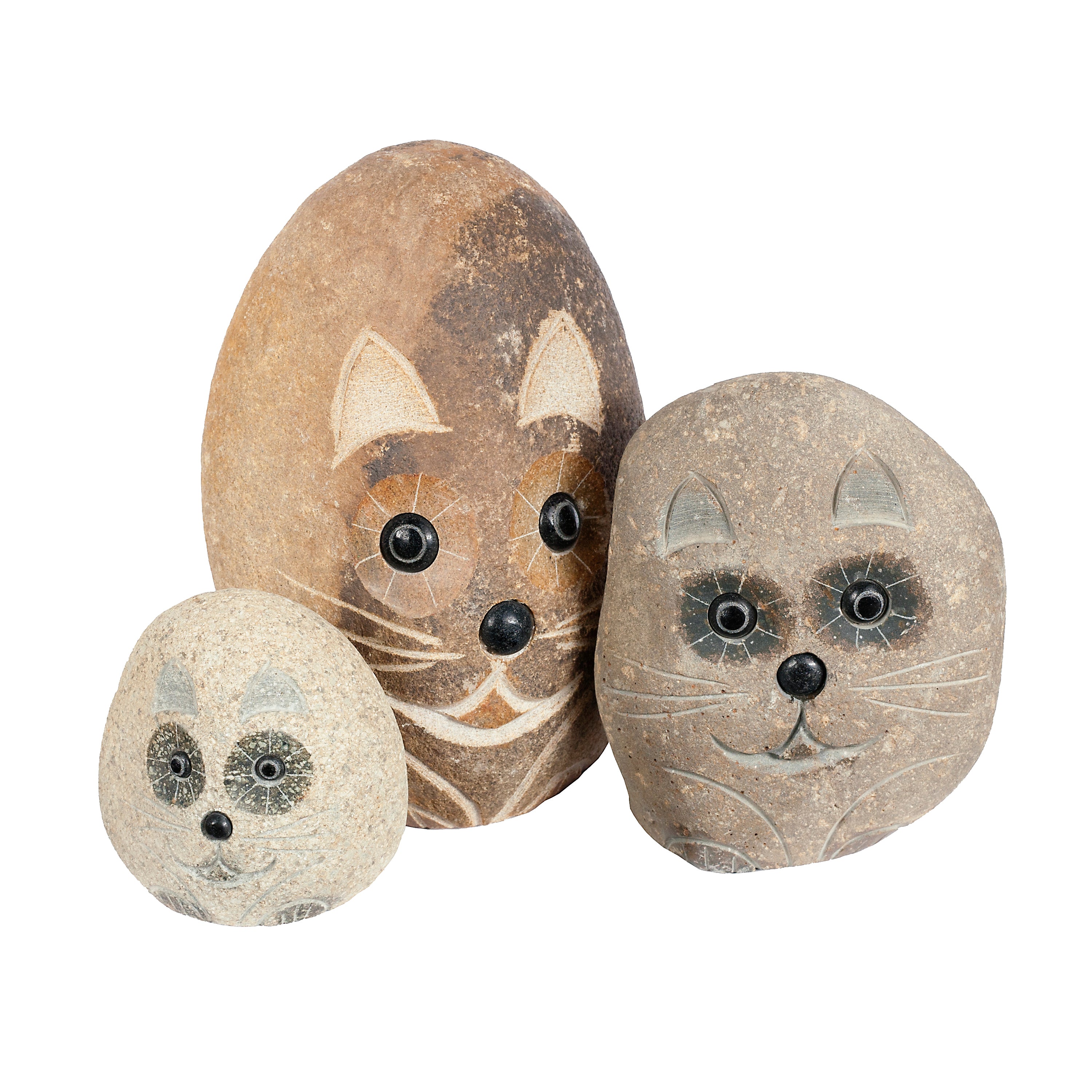 Family of Boulder Cats - 3 Pcs 4"H, 6"H, 8"H