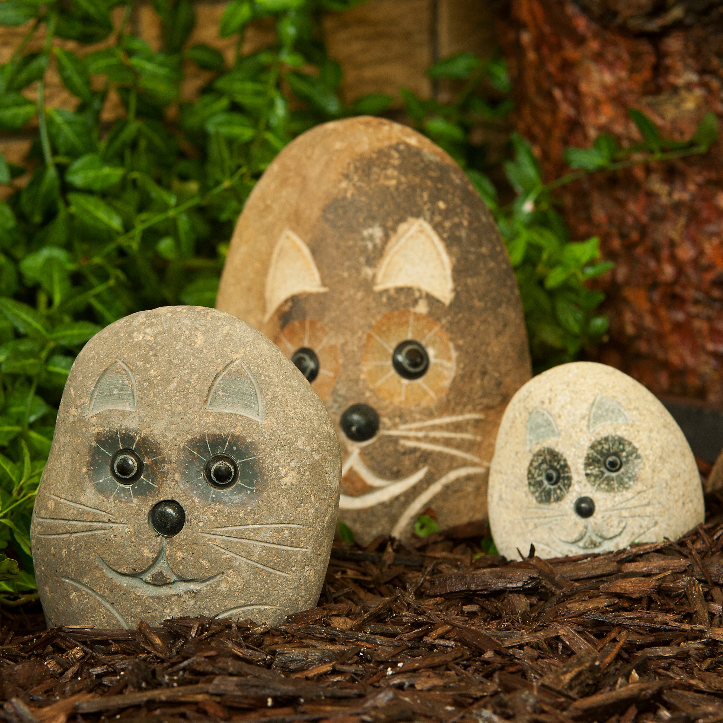 Family of Boulder Cats - 3 Pcs 4"H, 6"H, 8"H