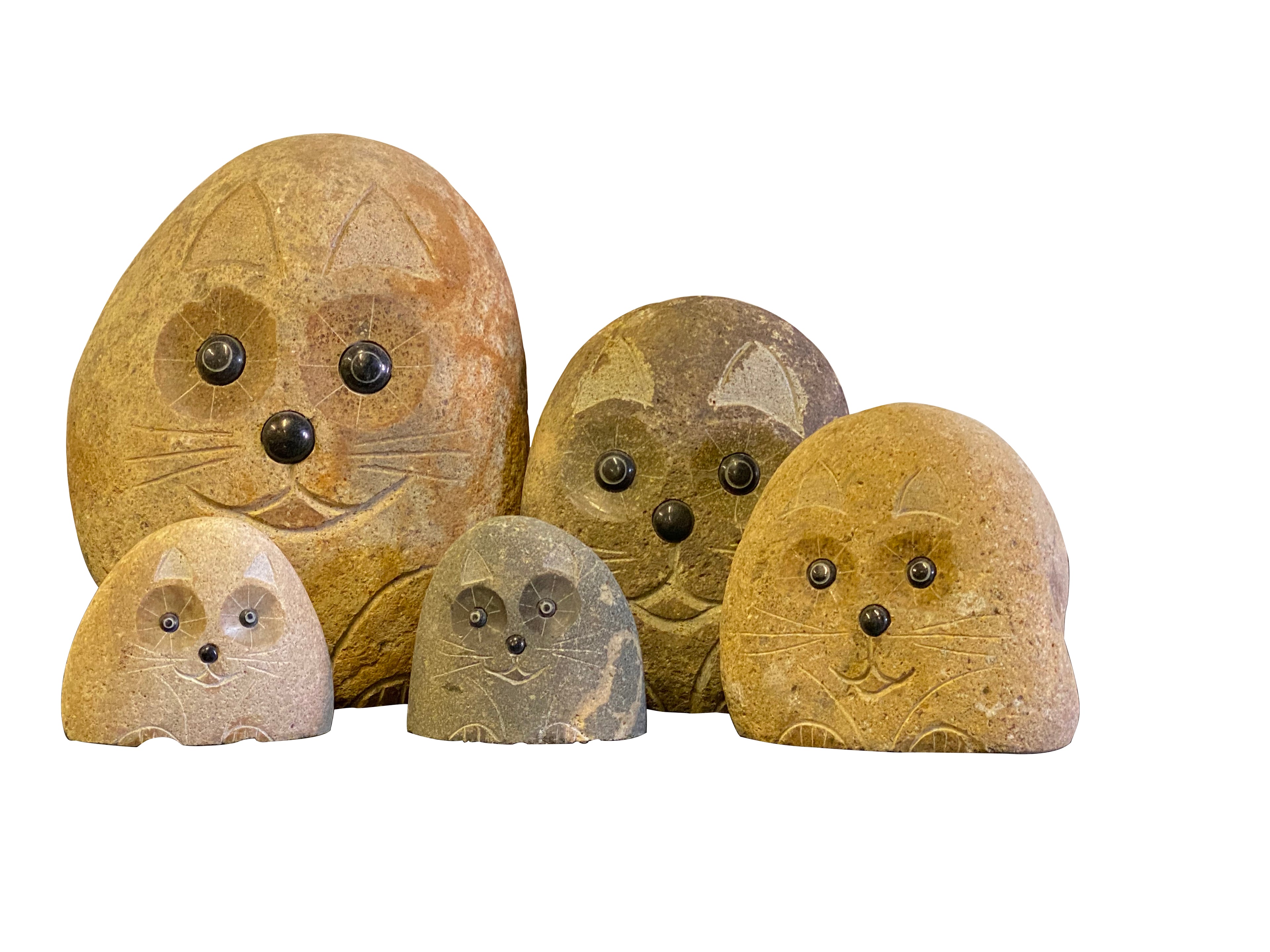 Family of Boulder Cats - 5 Pcs 4"H, 6"H, 8"H, 12"H