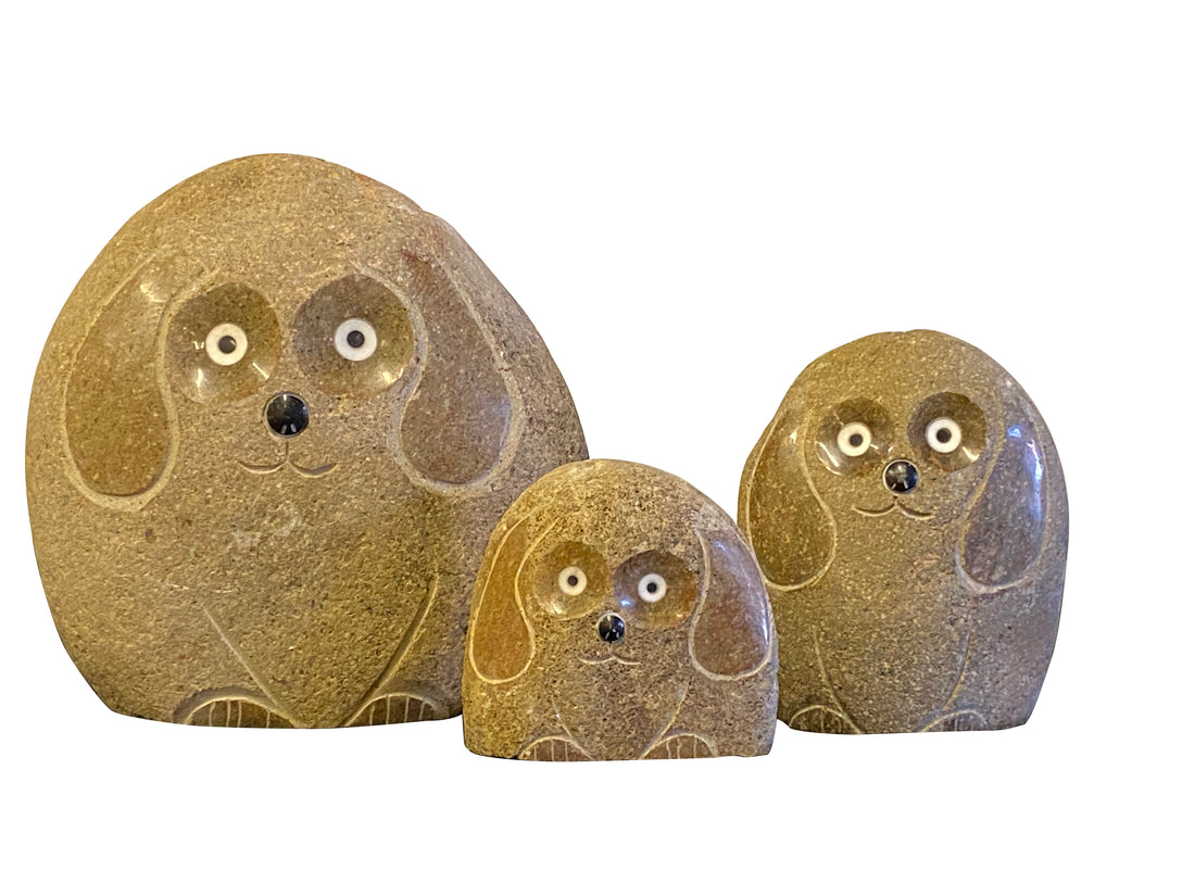 Family of Boulder Dogs - 3 Pcs 6"H, 8"H, 12"H