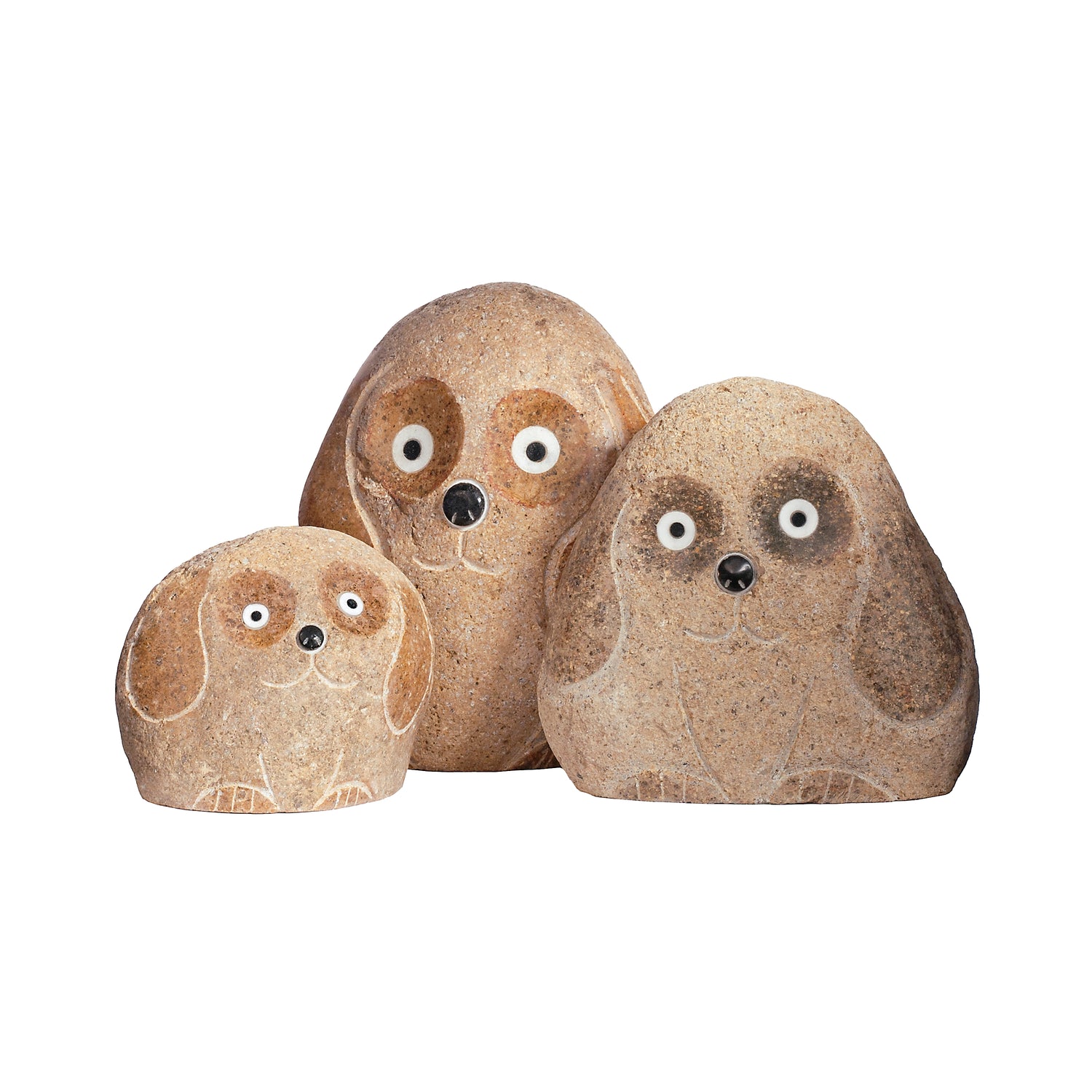 Family of Boulder Dogs - 3 Pcs 4"H, 6"H, 8"H