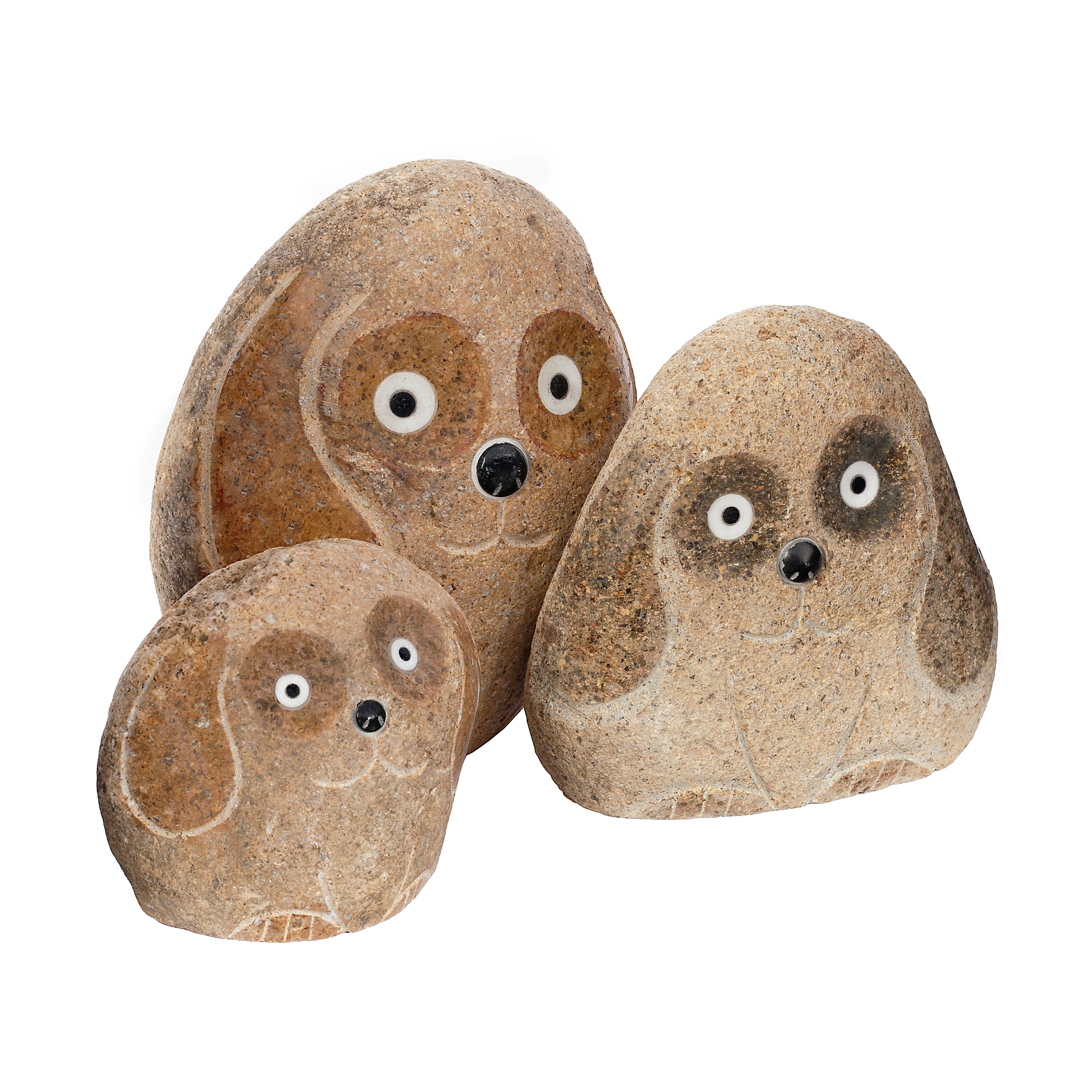 Family of Boulder Dogs - 3 Pcs 4"H, 6"H, 8"H