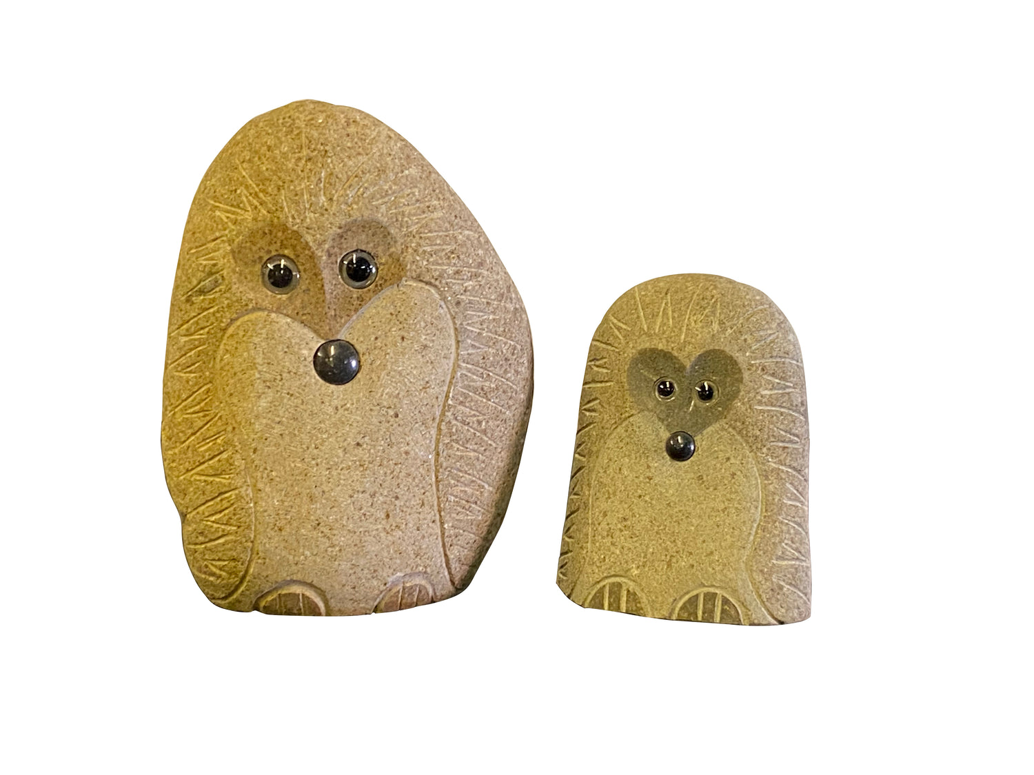 Family of Boulder Standing Hedgehogs - 2 Pcs 8"H, 12"H