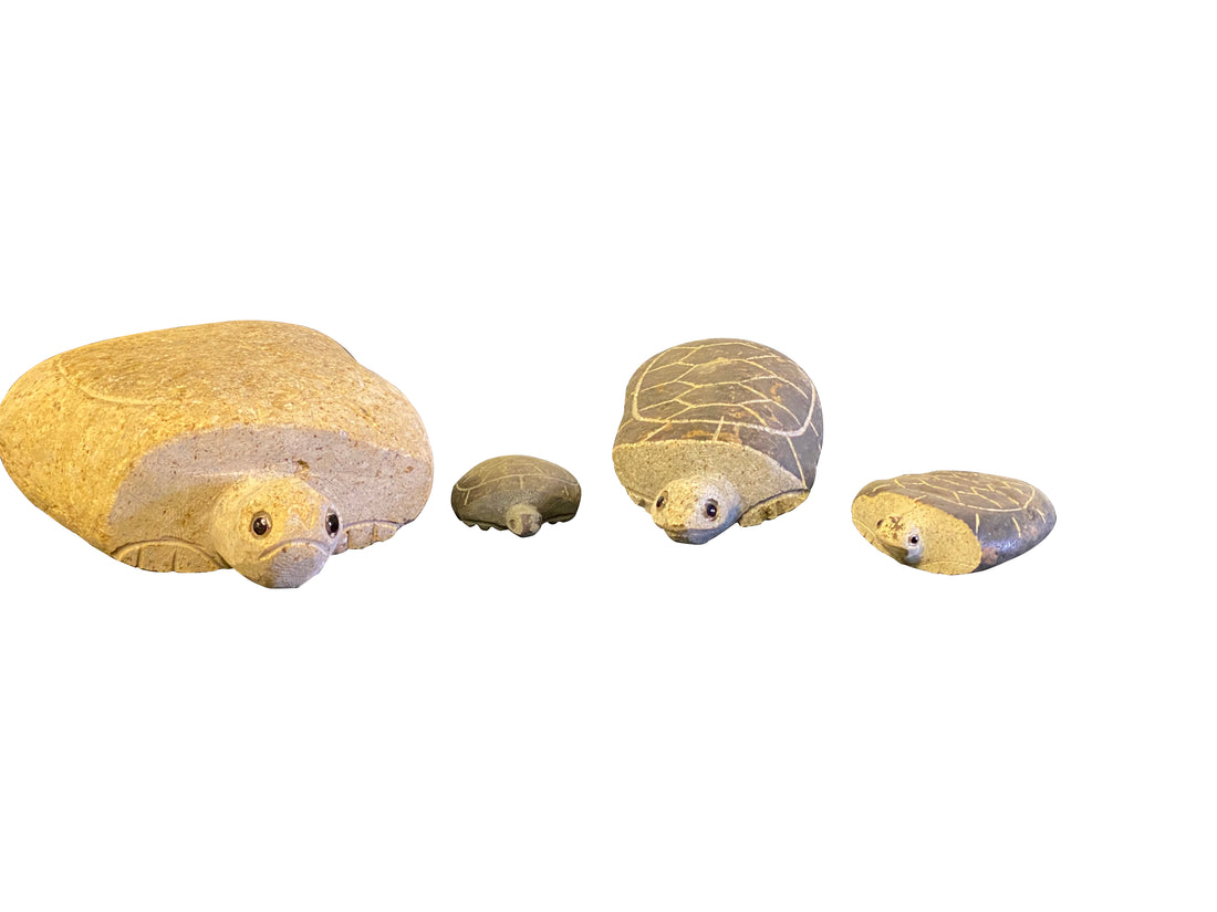 Family of Boulder Turtles - 4 Pcs 4"H, 6"H, 10"H, 14"H