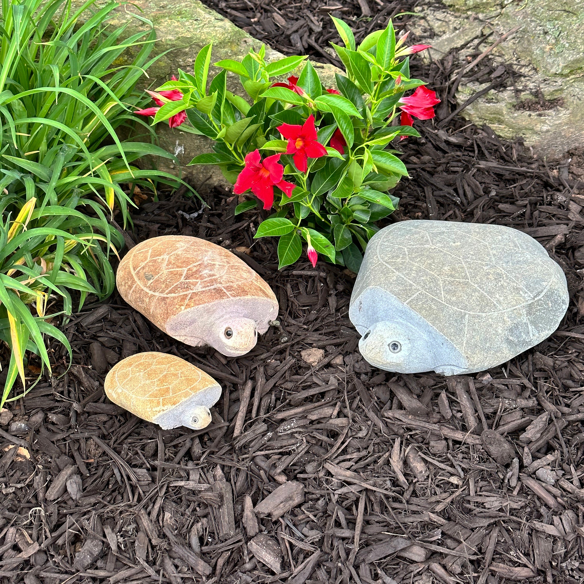 Family of Boulder Turtles - 3 Pcs 6"H, 10"H, 14"H