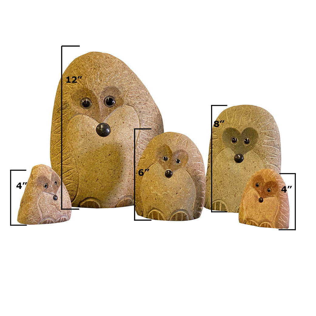 Family of Boulder Standing Hedgehogs - 5 Pcs 4"H, 6"H, 8"H, 12"H