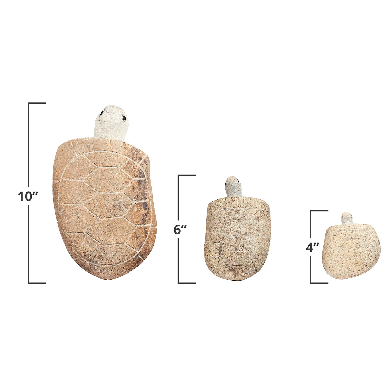 Family of Boulder Turtles - 3 Pcs 4"H, 6"H, 10"H
