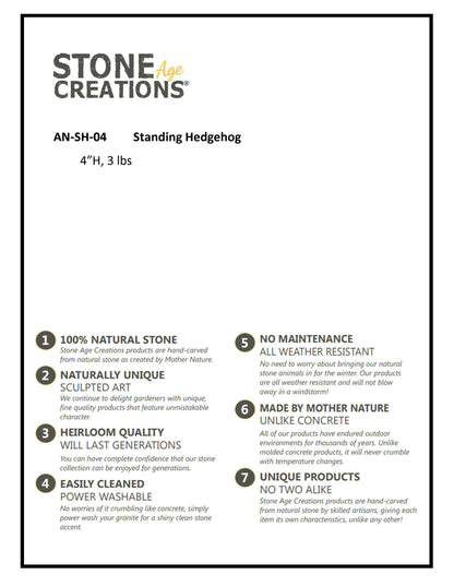 Boulder Standing Hedgehog -4" H