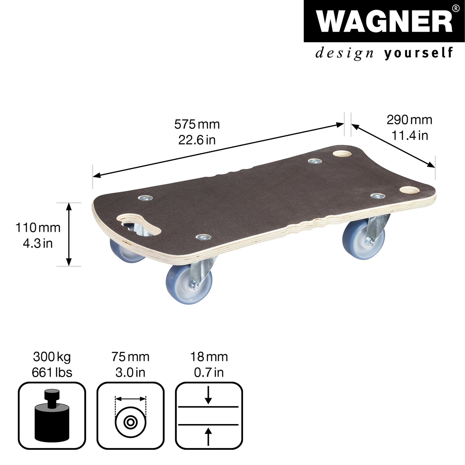 Maxigrip Moving Dolly - Wood 23" x 11"
